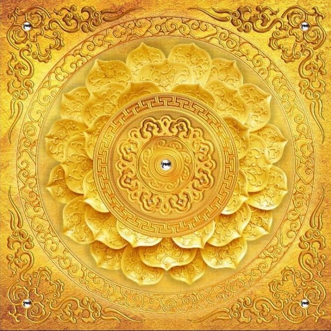 Tapeta so zlatým motívom oblakov pre buddhistické chrámy a taoistické svätyne, dekor chrámu v štýle Ming-Qing
