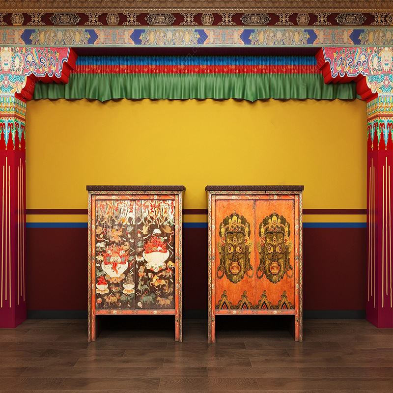 Tapeta so zlatým motívom oblakov pre buddhistické chrámy a taoistické svätyne, dekor chrámu v štýle Ming-Qing