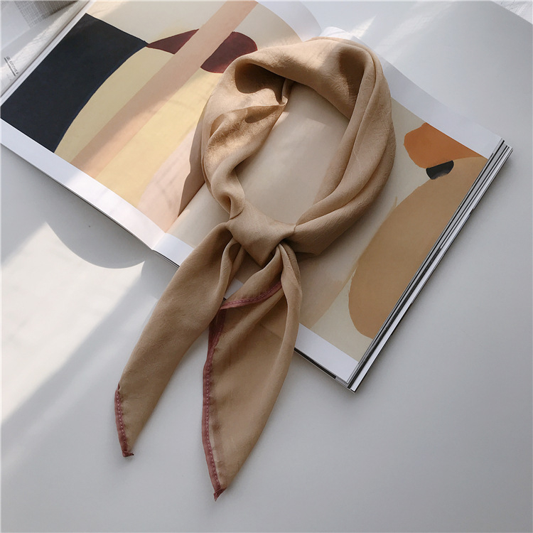Női chiffon sál kontrasztos szegéllyel, négyszögletes, fekete, 70x70 cm