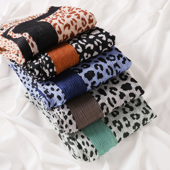 Leopárd minta patchwork fejkendő és sál, puha, retro stílus