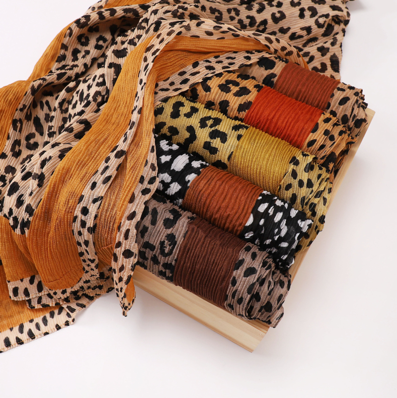Leopárd minta patchwork fejkendő és sál, puha, retro stílus