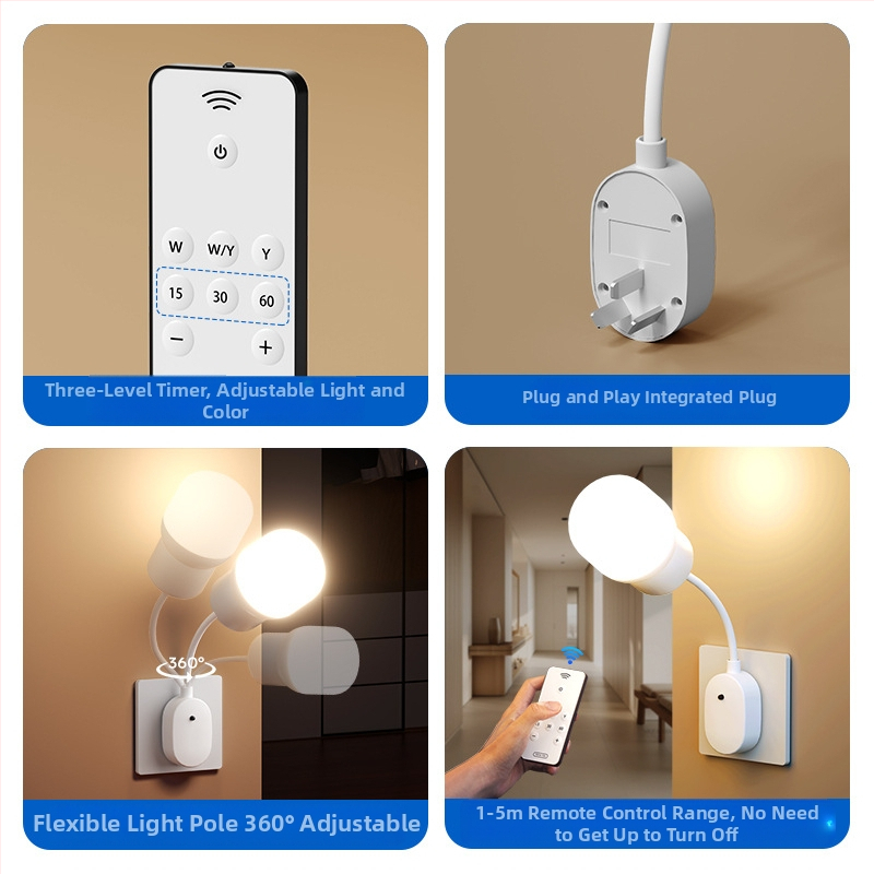 Offline hlasové ovládanie nočnej lampy, okamžitá odozva, 360° nastaviteľná, mäkké svetlo v troch farbách pre ochranu očí, Plug and Play