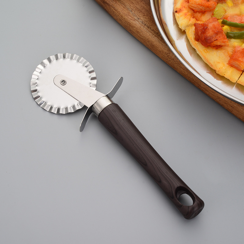 Sada kuchynských nástrojov z nerezovej ocele s drevenou rúčkou na pečenie – kreatívny viacúčelový set noža a špachtle na torty a pizzu
