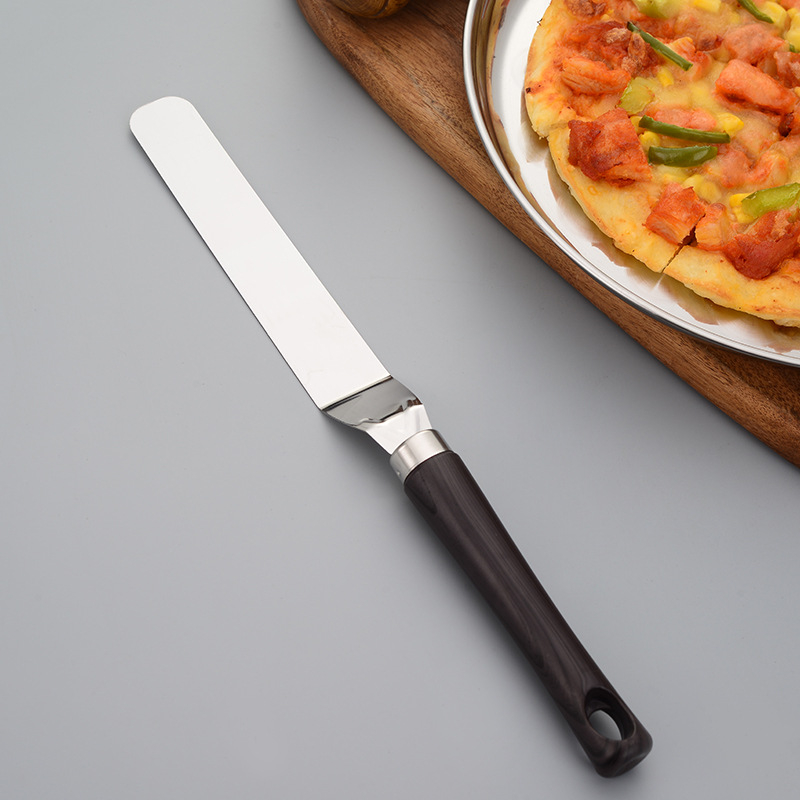Sada kuchynských nástrojov z nerezovej ocele s drevenou rúčkou na pečenie – kreatívny viacúčelový set noža a špachtle na torty a pizzu