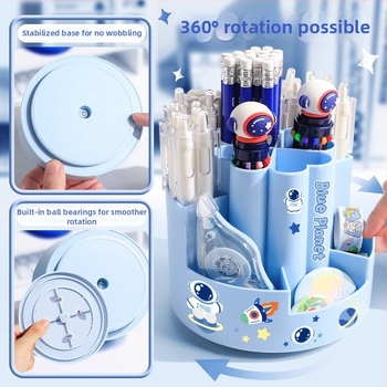 360° otočný držiak na perá s veľkou kapacitou, pre deti, štýlový stolový doplnok s tvorivým dizajnom