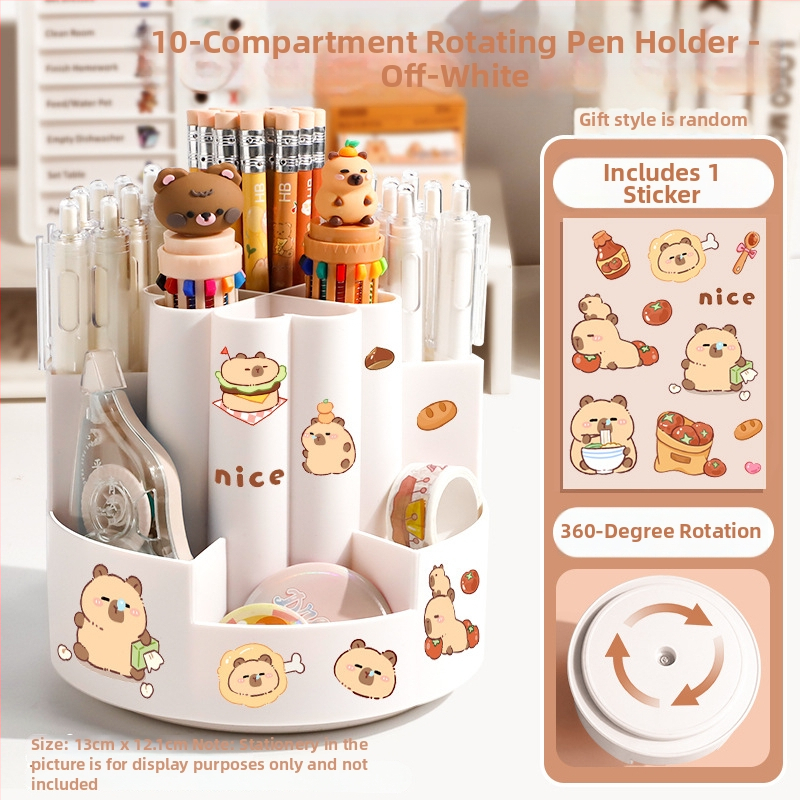 360° otočný držiak na perá s veľkou kapacitou, pre deti, štýlový stolový doplnok s tvorivým dizajnom