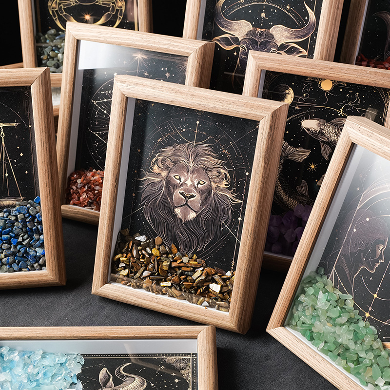 Dvanaest znakova zodijaka – kristalni okvir za fotografije s kamenčićima, DIY iscjeljujući kamen za kačenje