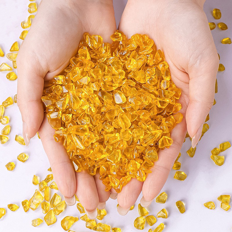 Žuto-limunaste citrine drobljene kamenčiće za demagnetizaciju i pročišćavanje, dekoracija privlači bogatstvo, posuda za blago, mandala ponuda Buda, male čestice kamena
