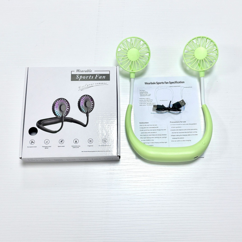 Prenosný skladací ventil na krk s USB nabíjaním, dlhá výdrž batérie, tiché chladenie, tretia generácia