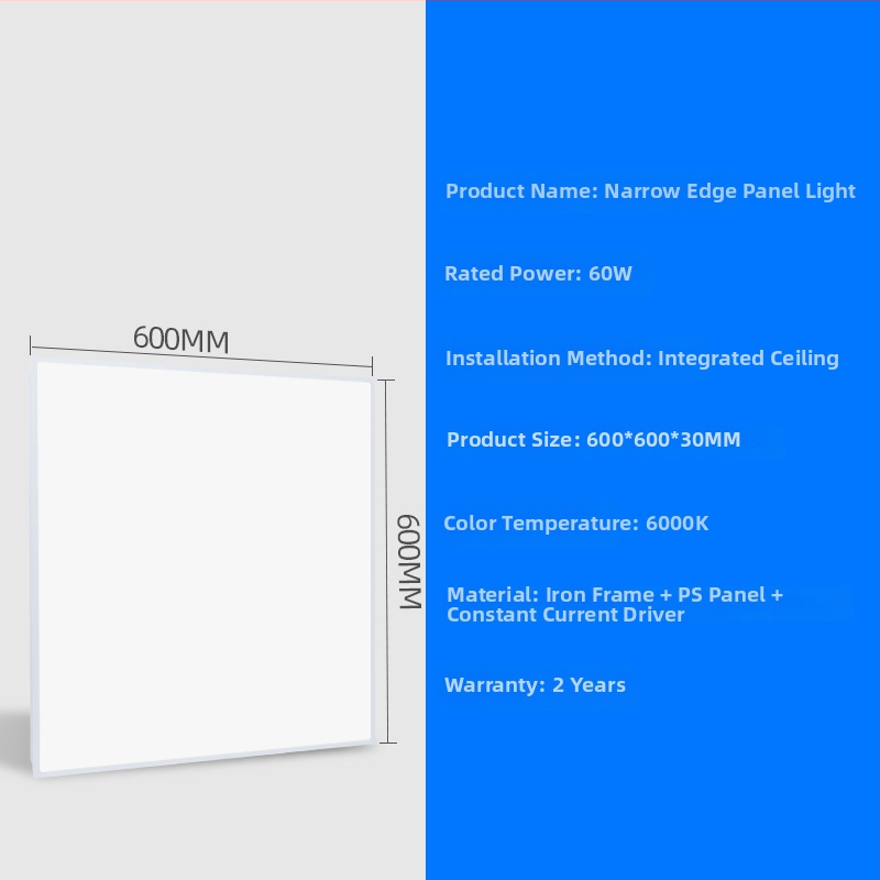 LED plochý panel osvetlenie 600×600 mm a 300×600 mm, úzky rám, hliníkové panelové svetlo, anti-glare, vysoký jas, ploché stropné svietidlo