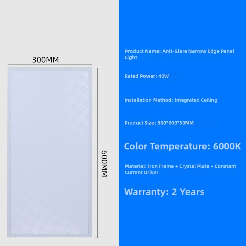 LED plochý panel osvetlenie 600×600 mm a 300×600 mm, úzky rám, hliníkové panelové svetlo, anti-glare, vysoký jas, ploché stropné svietidlo