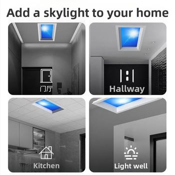 LED ultra tenký stropný panel s inteligentnou integráciou, vhodný do kuchyne a kúpeľne, modré svetlo oblohy, simulácia Slnka, čisté nebo svetlo