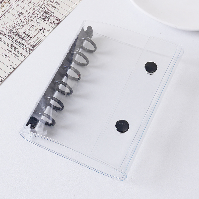 Farebný PVC obal na diár pre A6/A7 s dvojitým zapínaním, minimalistický Instagram štýl, trojstranný vonkajší obal s držiakom na 6 kariet