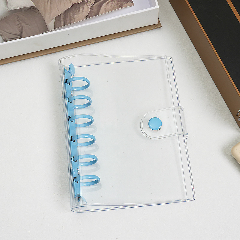 Farebný PVC obal na diár pre A6/A7 s dvojitým zapínaním, minimalistický Instagram štýl, trojstranný vonkajší obal s držiakom na 6 kariet