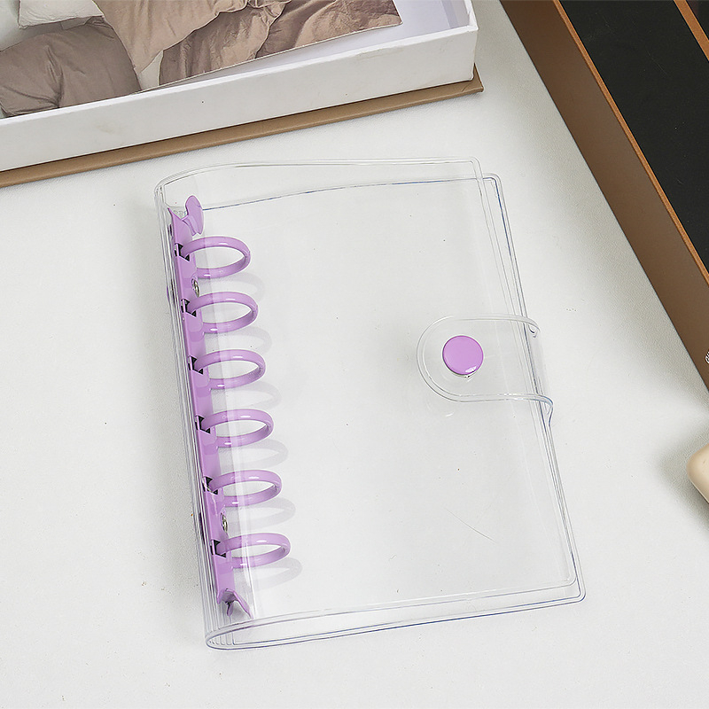 Farebný PVC obal na diár pre A6/A7 s dvojitým zapínaním, minimalistický Instagram štýl, trojstranný vonkajší obal s držiakom na 6 kariet