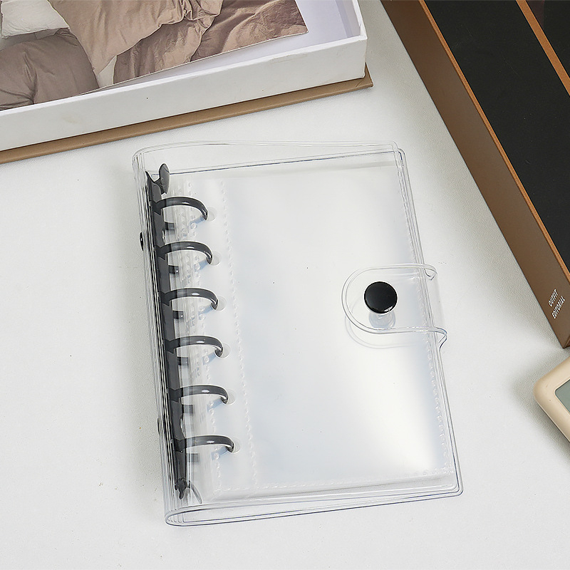 Farebný PVC obal na diár pre A6/A7 s dvojitým zapínaním, minimalistický Instagram štýl, trojstranný vonkajší obal s držiakom na 6 kariet