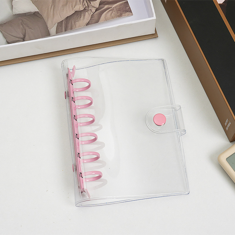 Farebný PVC obal na diár pre A6/A7 s dvojitým zapínaním, minimalistický Instagram štýl, trojstranný vonkajší obal s držiakom na 6 kariet