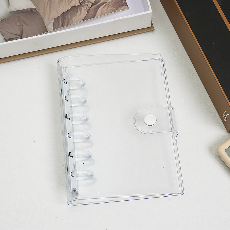 Farebný PVC obal na diár pre A6/A7 s dvojitým zapínaním, minimalistický Instagram štýl, trojstranný vonkajší obal s držiakom na 6 kariet