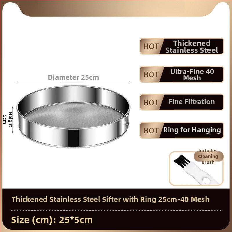 Sitko z nehrdzavejúcej ocele na múku s jemnou sieťkou, domáce sitko na pečenie a filtračná sieť.