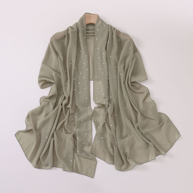 Gyöngy-chiffon hosszú sál, csillag-diamand mintával, etnikus fejkendő Malay-Afrikai stílusban