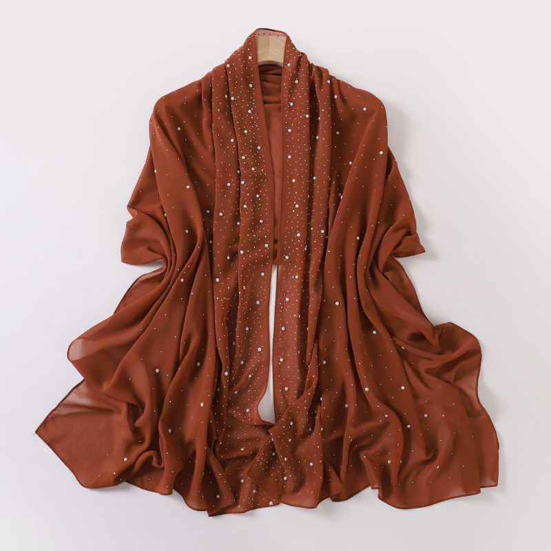 Gyöngy-chiffon hosszú sál, csillag-diamand mintával, etnikus fejkendő Malay-Afrikai stílusban