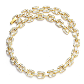 MATHALLA muški ogrlica od legure, geometrijski dizajn 12 mm s dijamantnim učinkom, Cuban link, hip-hop stil