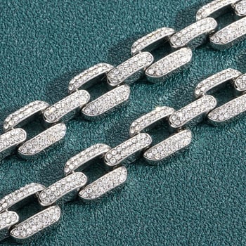 MATHALLA muški ogrlica od legure, geometrijski dizajn 12 mm s dijamantnim učinkom, Cuban link, hip-hop stil