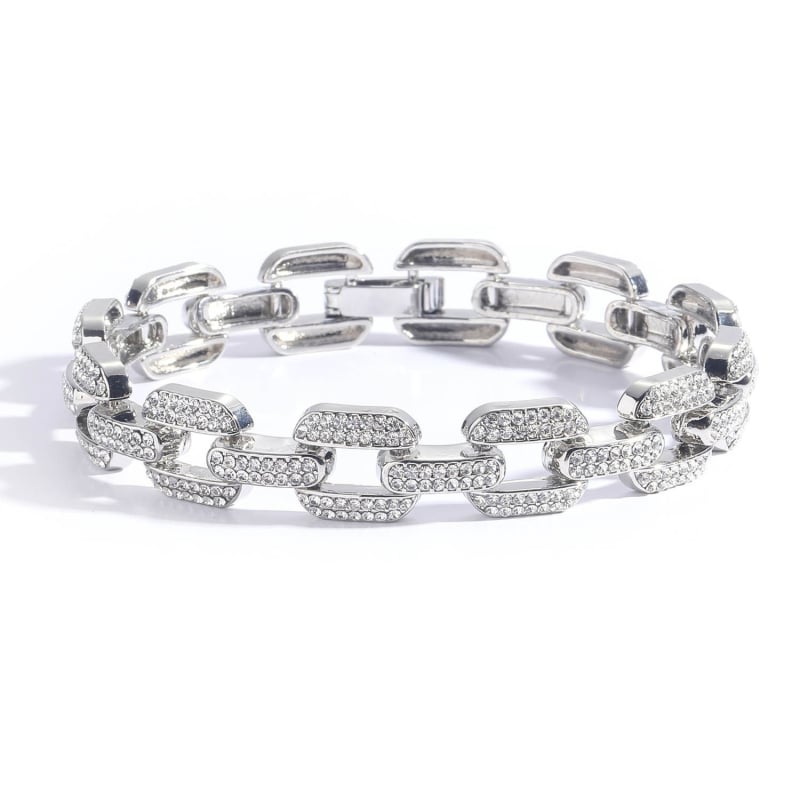 MATHALLA muški ogrlica od legure, geometrijski dizajn 12 mm s dijamantnim učinkom, Cuban link, hip-hop stil