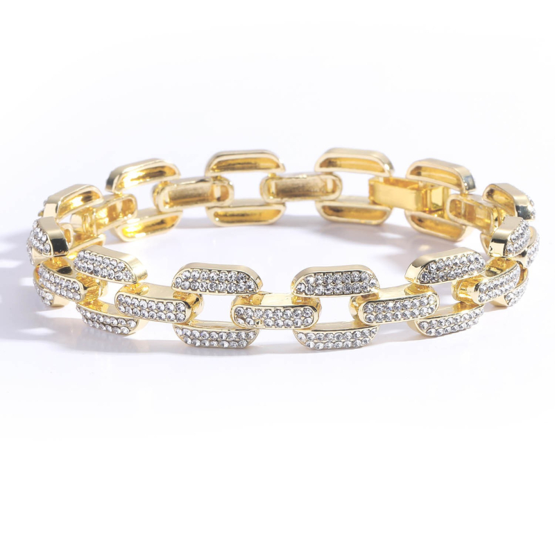 MATHALLA muški ogrlica od legure, geometrijski dizajn 12 mm s dijamantnim učinkom, Cuban link, hip-hop stil