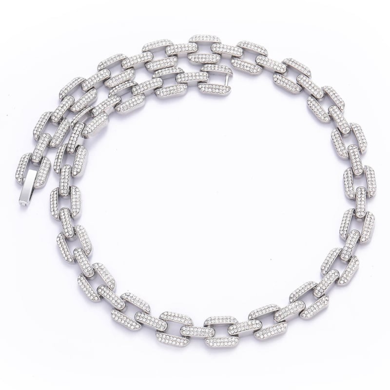 MATHALLA muški ogrlica od legure, geometrijski dizajn 12 mm s dijamantnim učinkom, Cuban link, hip-hop stil