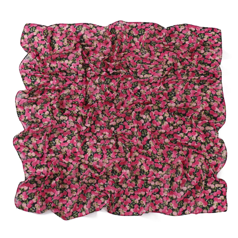 Művészi kockás sál gyöngy nyomott chiffonból, négyszögletes kendő, fejkendő, női virágos vintage stílus