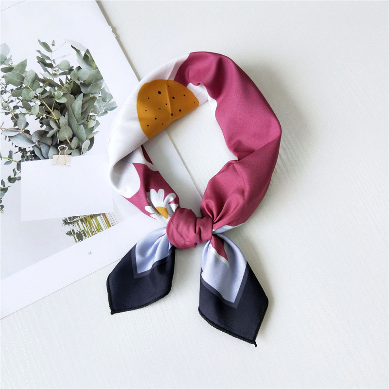 53 šal s motivom krizanteme, kvadratni šal za žene, polyester, digitalni tisak, koreanskog stila šal za vrat, proljeće-ljeto
