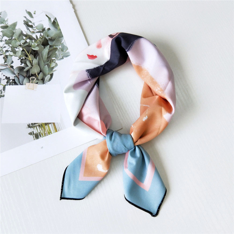53 šal s motivom krizanteme, kvadratni šal za žene, polyester, digitalni tisak, koreanskog stila šal za vrat, proljeće-ljeto