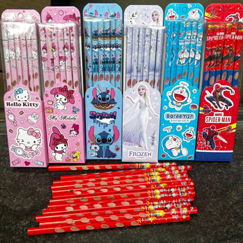 Sada 12 drevených ceruziek so vzormi Stitch a kapibára na zlepšenie držania ceruzky
