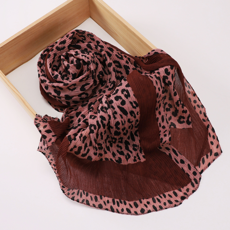 Šal s leopard uzorkom, retro šal za glavu, 70×180 cm, poliester