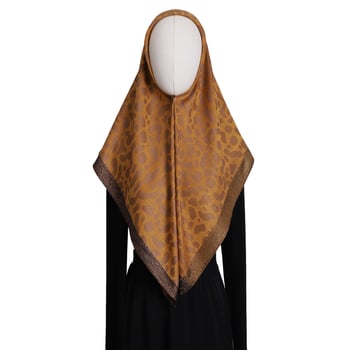 Modern arany fonalú négyszögletű sál nőknek, vintage etnikus stílus, 100x100 cm, poliészter.