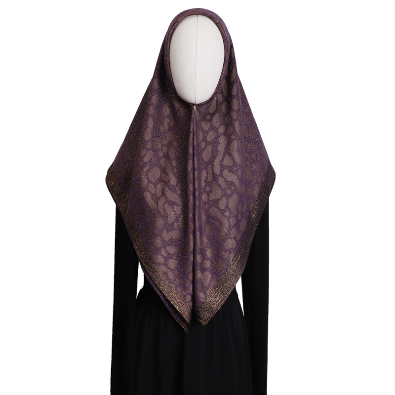Modern arany fonalú négyszögletű sál nőknek, vintage etnikus stílus, 100x100 cm, poliészter.