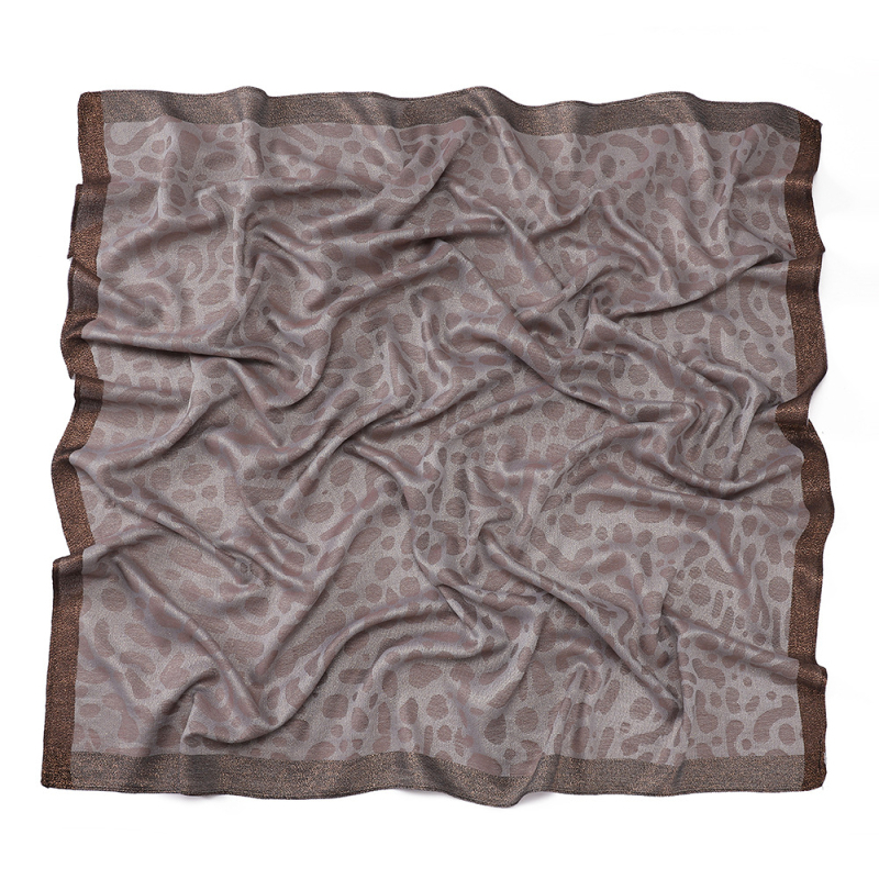Modern arany fonalú négyszögletű sál nőknek, vintage etnikus stílus, 100x100 cm, poliészter.