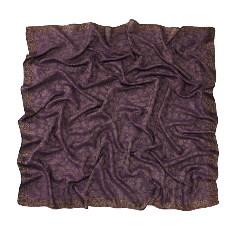 Modern arany fonalú négyszögletű sál nőknek, vintage etnikus stílus, 100x100 cm, poliészter.