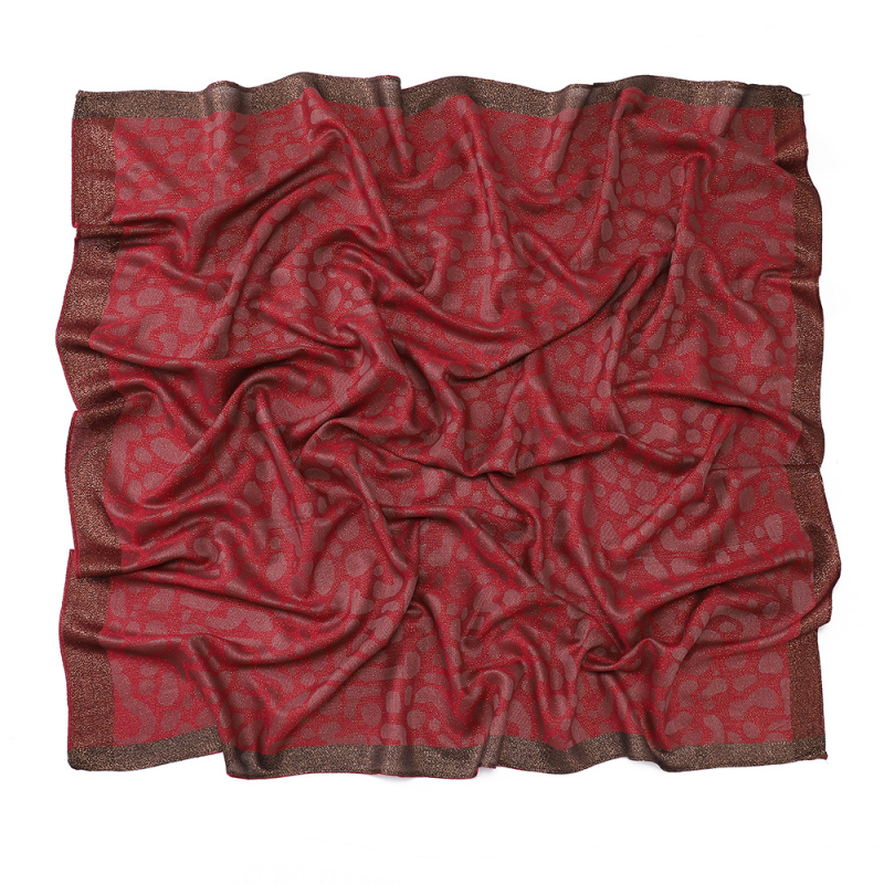 Modern arany fonalú négyszögletű sál nőknek, vintage etnikus stílus, 100x100 cm, poliészter.
