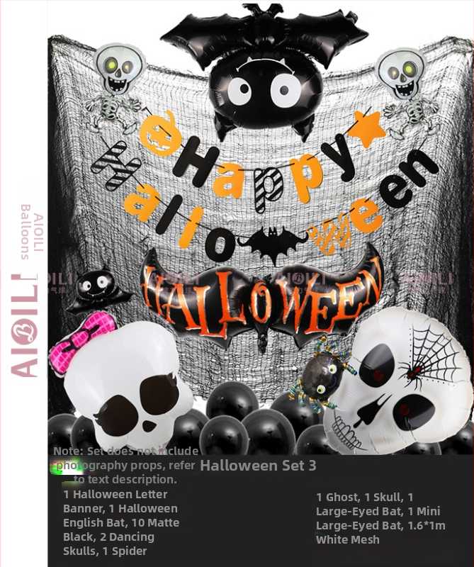 Balóny na Halloween pre párty s témou duchov, hliníkové fóliové balóny, guľatý tvar, dekoratívny set