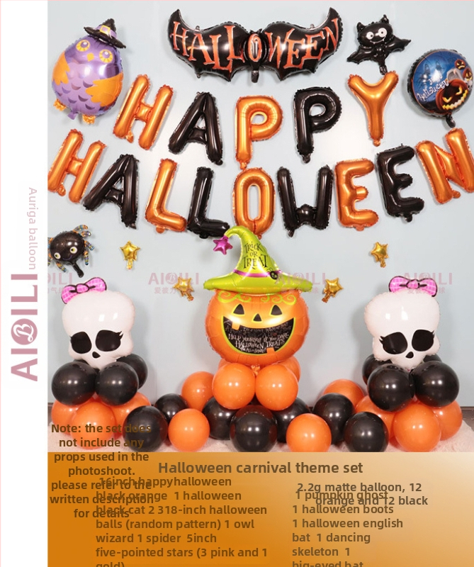 Balóny na Halloween pre párty s témou duchov, hliníkové fóliové balóny, guľatý tvar, dekoratívny set