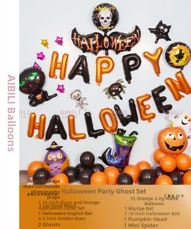 Balóny na Halloween pre párty s témou duchov, hliníkové fóliové balóny, guľatý tvar, dekoratívny set