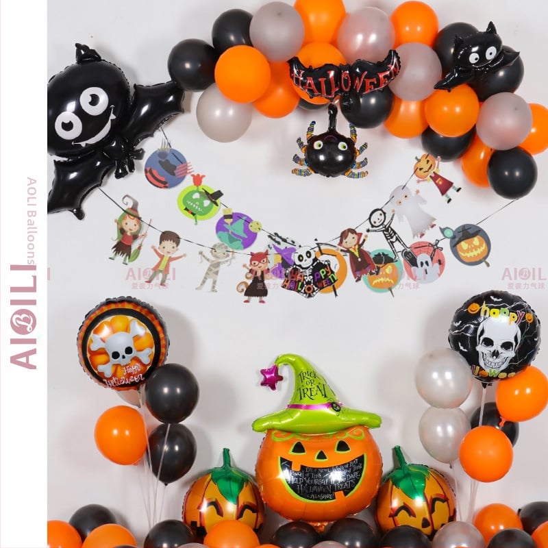 Balóny na Halloween pre párty s témou duchov, hliníkové fóliové balóny, guľatý tvar, dekoratívny set