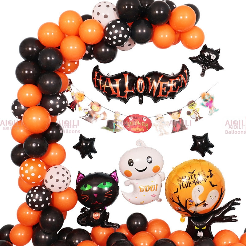 Balóny na Halloween pre párty s témou duchov, hliníkové fóliové balóny, guľatý tvar, dekoratívny set