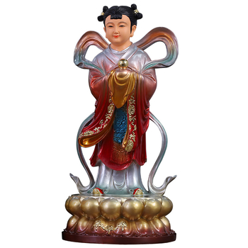 Socha Guanyin so zlatým chlapcom a jadeovou dievčatkou, domová dekorácia pre blahobyt, sprievodcovia naľavo a napravo