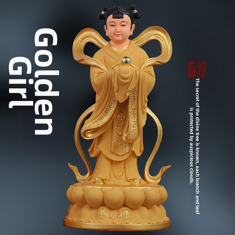 Socha Guanyin so zlatým chlapcom a jadeovou dievčatkou, domová dekorácia pre blahobyt, sprievodcovia naľavo a napravo