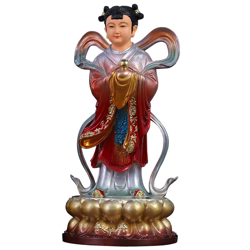 Socha Guanyin so zlatým chlapcom a jadeovou dievčatkou, domová dekorácia pre blahobyt, sprievodcovia naľavo a napravo