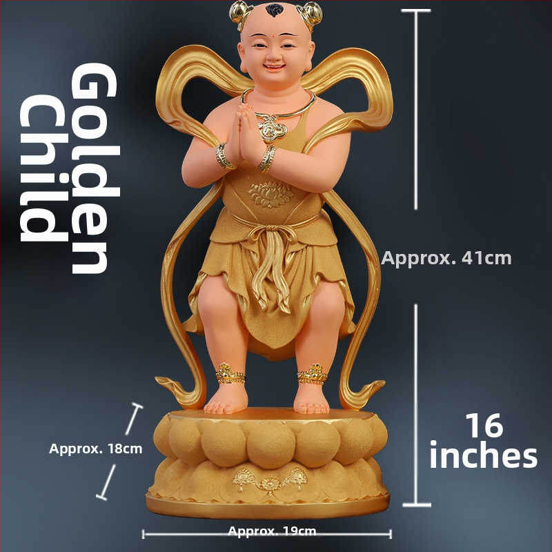 Socha Guanyin so zlatým chlapcom a jadeovou dievčatkou, domová dekorácia pre blahobyt, sprievodcovia naľavo a napravo