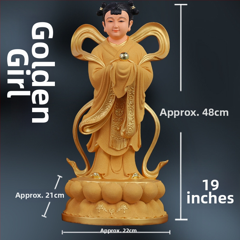 Socha Guanyin so zlatým chlapcom a jadeovou dievčatkou, domová dekorácia pre blahobyt, sprievodcovia naľavo a napravo